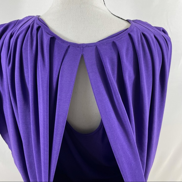 Alex Alea by Kormarov Womens Blouson Dress Purple Stretch Sleeveless Petites PM - Picture 6 of 12